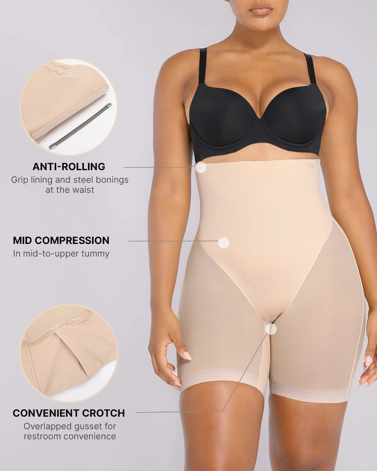 Breathable mesh compression fabric for lightweight shaping support