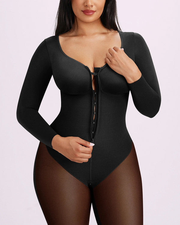 BOOT-YEAH™ Zip-Front Tummy Control Full-Length Bodysuit