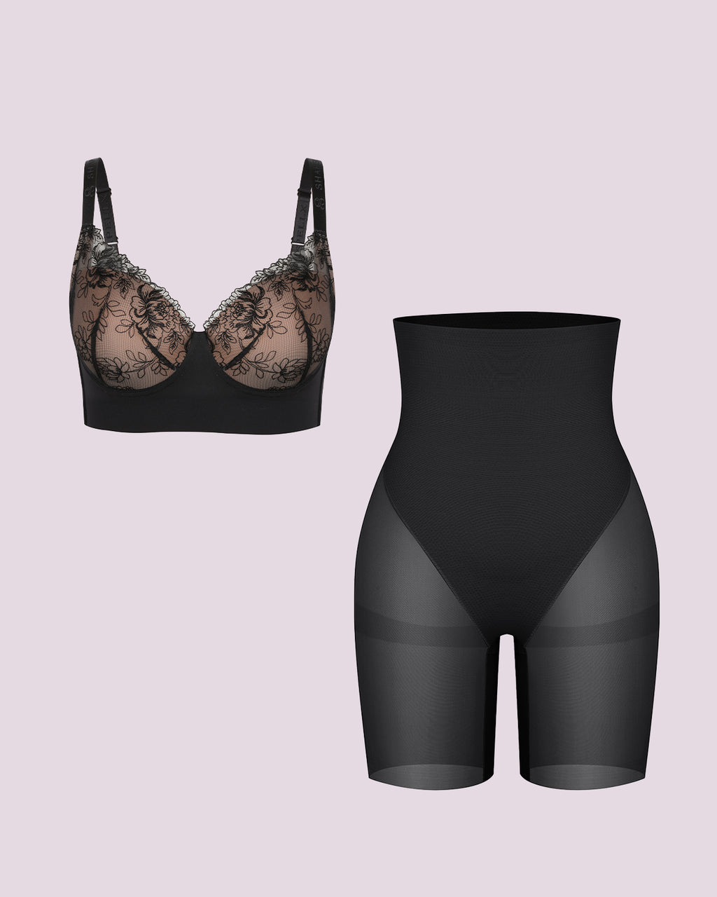 Back Smoothing Lace Underwire Bra + MeshSmooth Short
