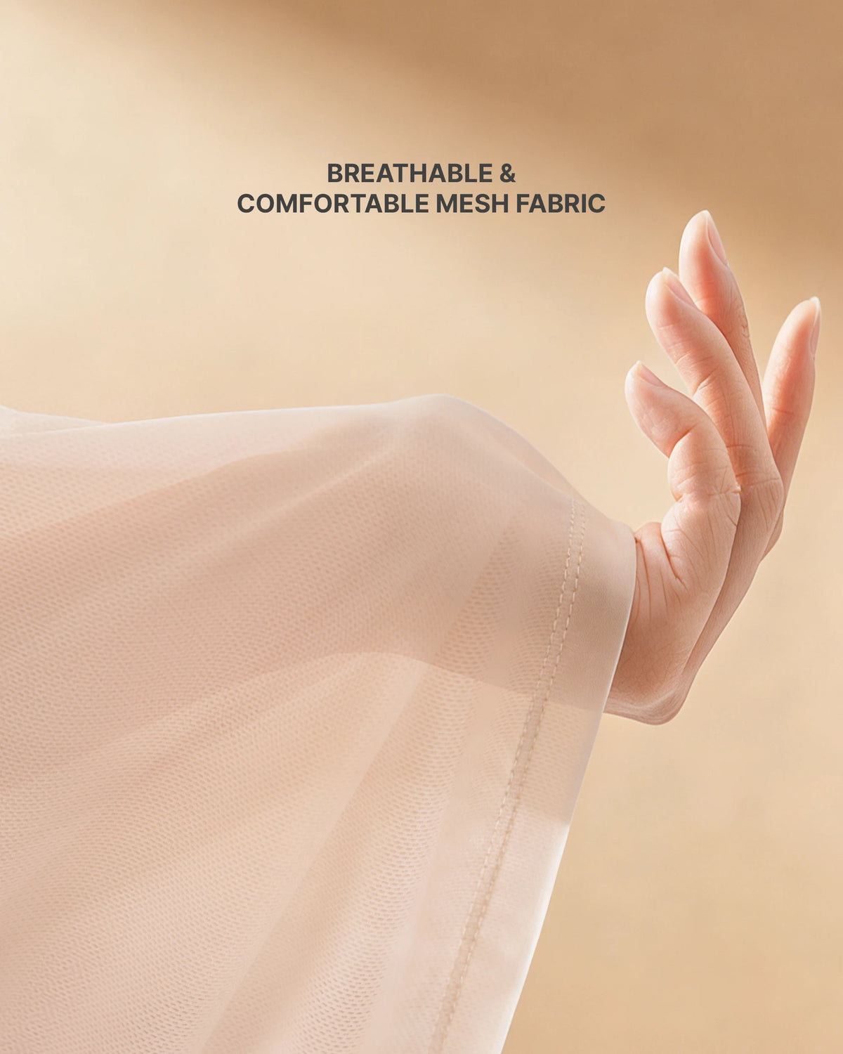 Close-up of breathable airy mesh fabric for cool, dry comfort