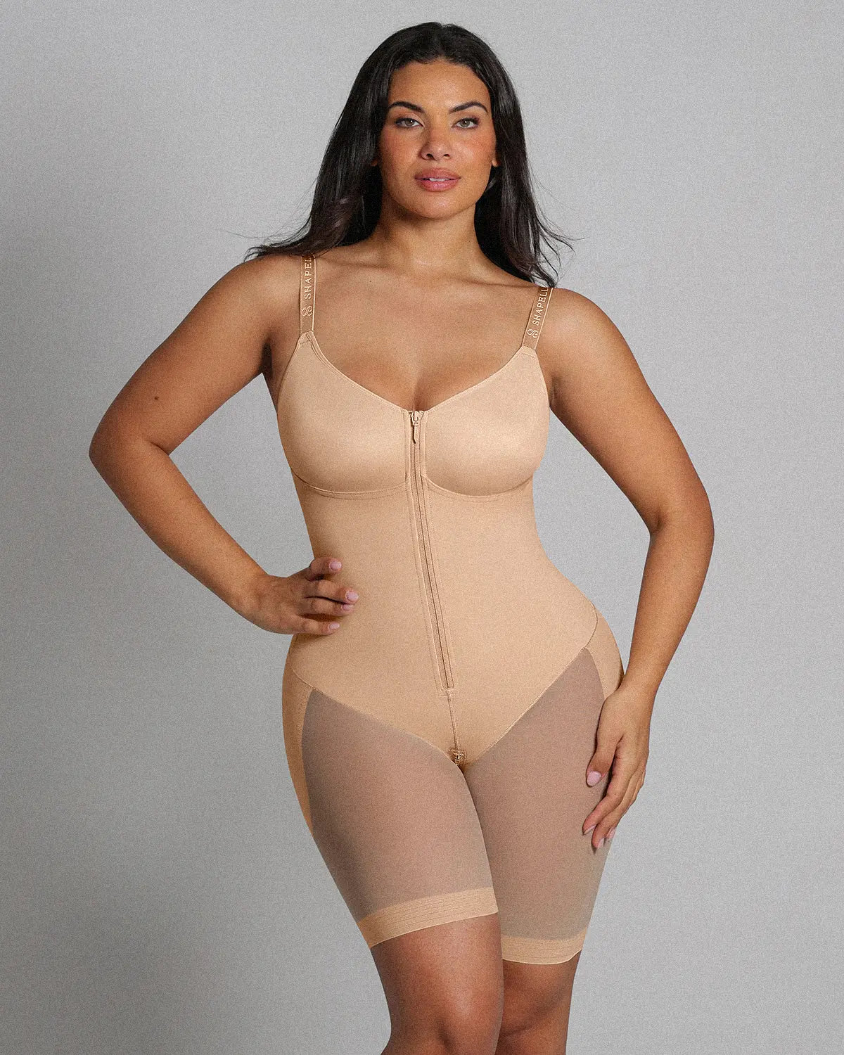 Compression zones work together to contour the body from waist to thigh