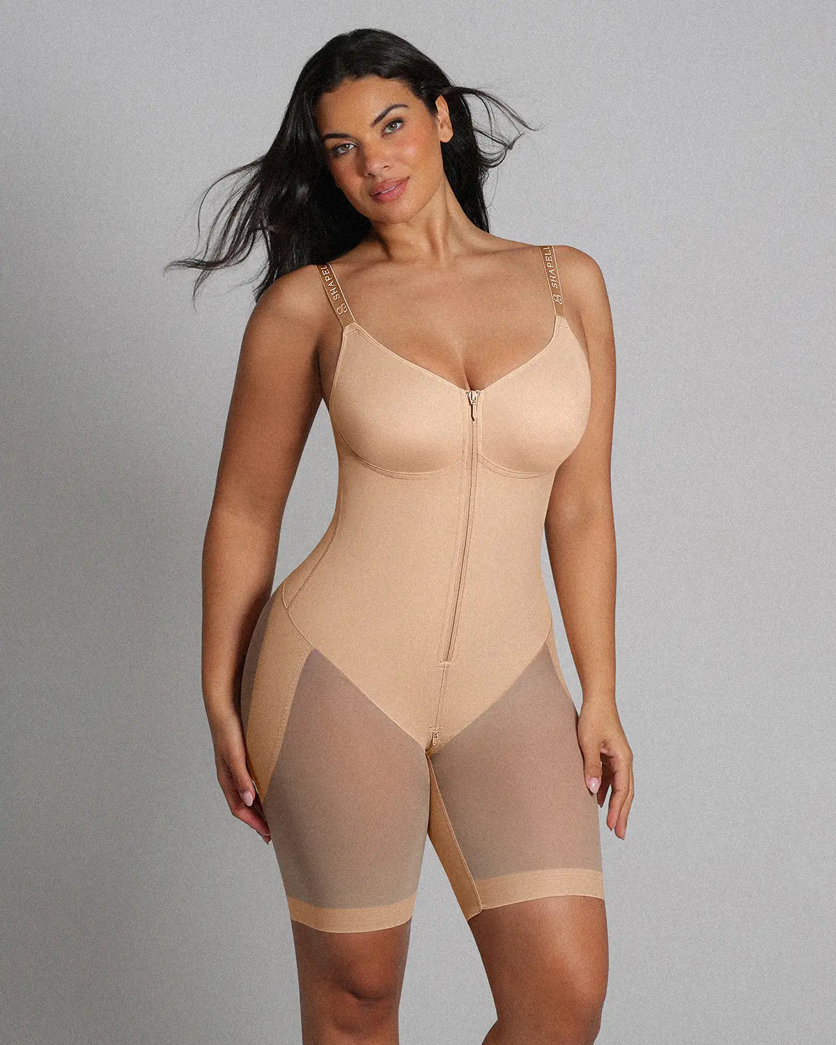 Compression zones work together to contour the body from waist to thigh