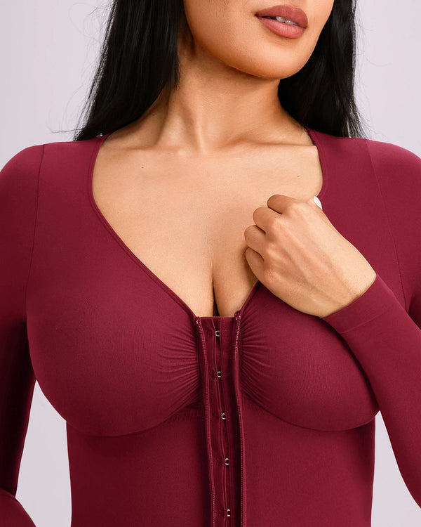 Bare Essentials™ Defineline™ Long Sleeve Zip-Front Bodysuit