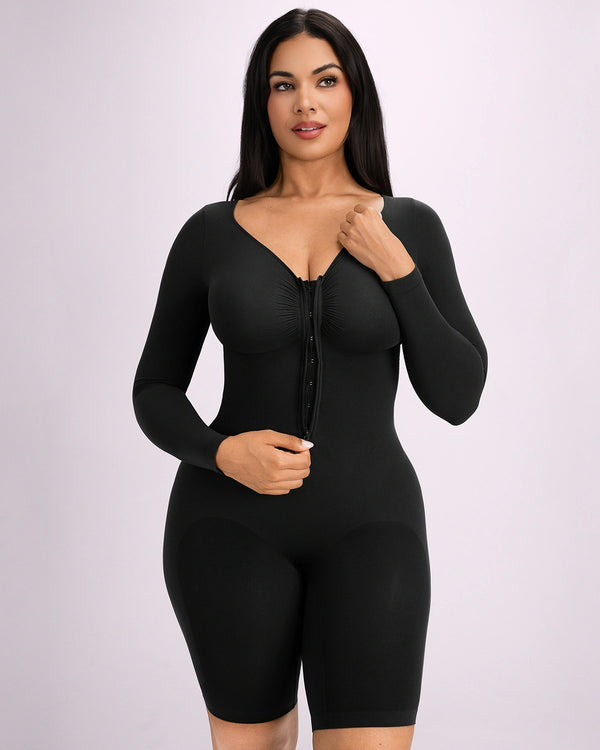 Bare Essentials™ Defineline™ Long Sleeve Zip-Front Bodysuit