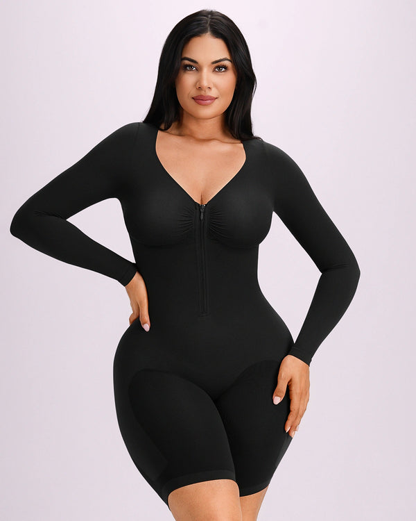 Bare Essentials™ Defineline™ Long Sleeve Zip-Front Bodysuit