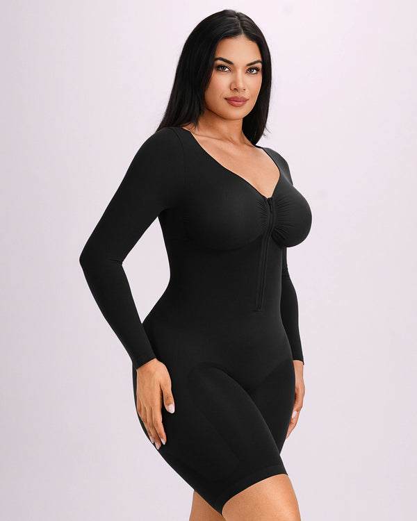 Bare Essentials™ Defineline™ Long Sleeve Zip-Front Bodysuit