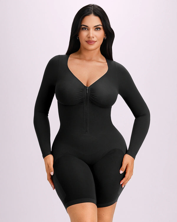 Bare Essentials™ Defineline™ Long Sleeve Zip-Front Bodysuit
