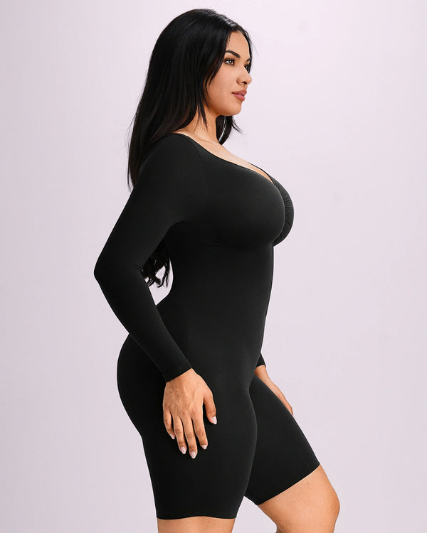 Bare Essentials™ Defineline™ Long Sleeve Zip-Front Bodysuit