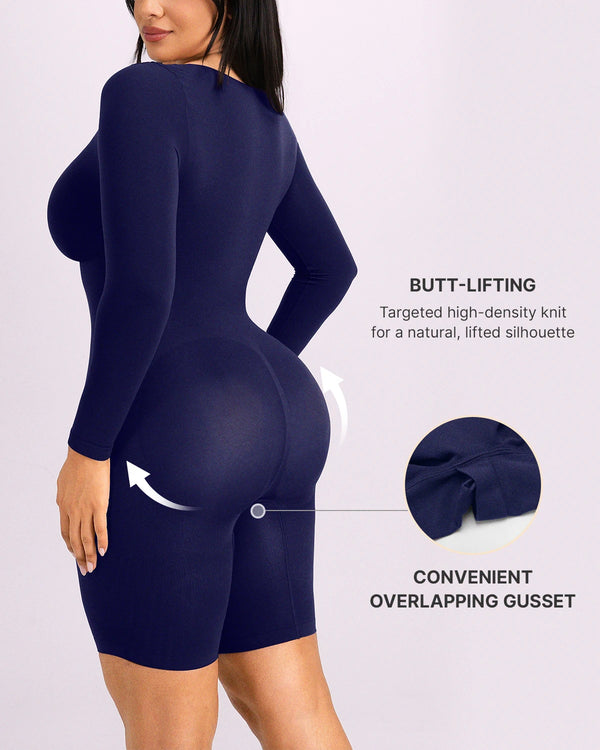 Bare Essentials™ Defineline™ Long Sleeve Zip-Front Bodysuit