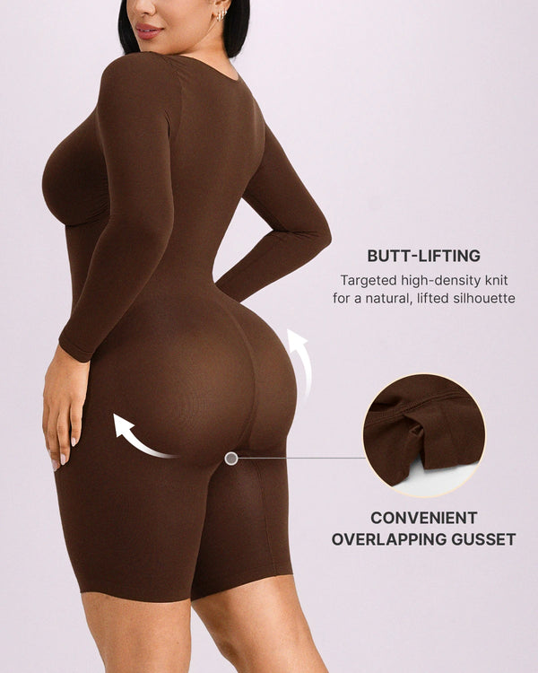 Bare Essentials™ Defineline™ Long Sleeve Zip-Front Bodysuit