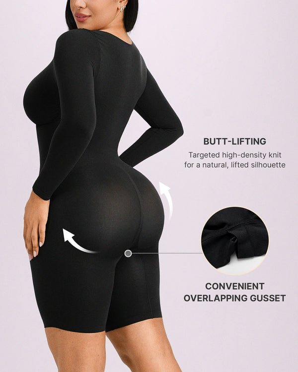 Bare Essentials™ Defineline™ Long Sleeve Zip-Front Bodysuit