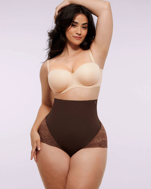 Bare Essentials™ MeshSmooth™ High-Waisted  Sheer Lace Brief