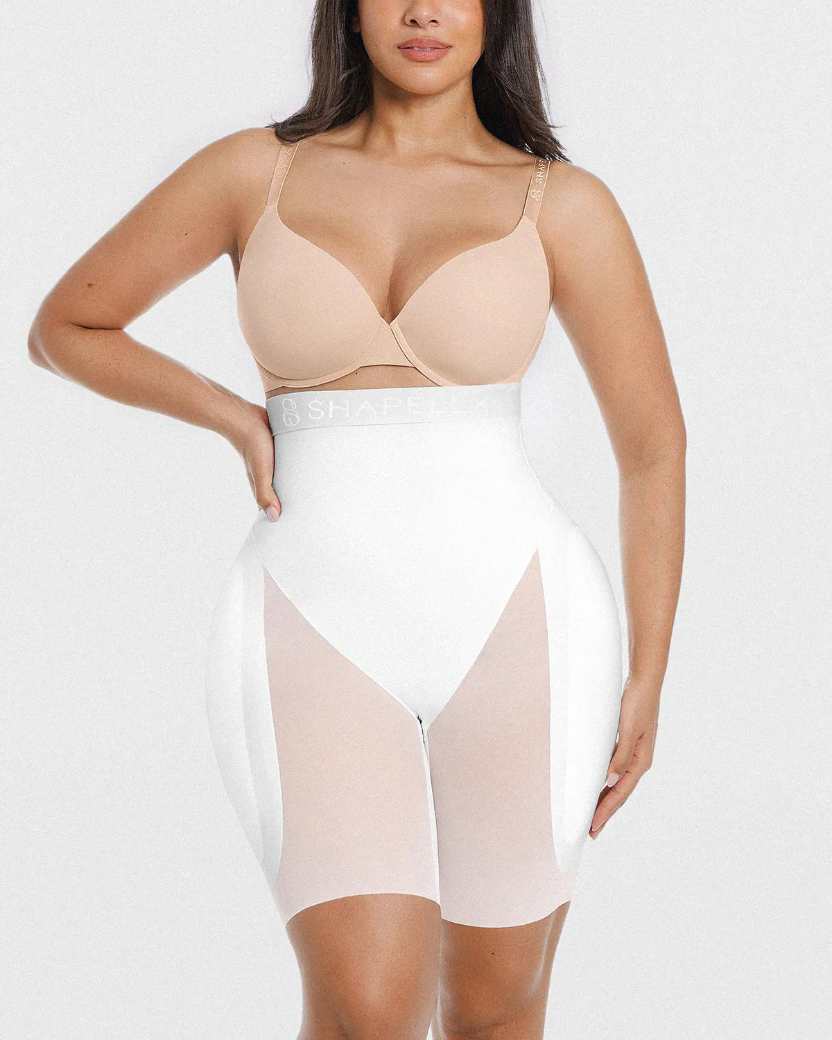 MeshSmooth hip enhancer padded shorts white designed to create fuller-looking curves