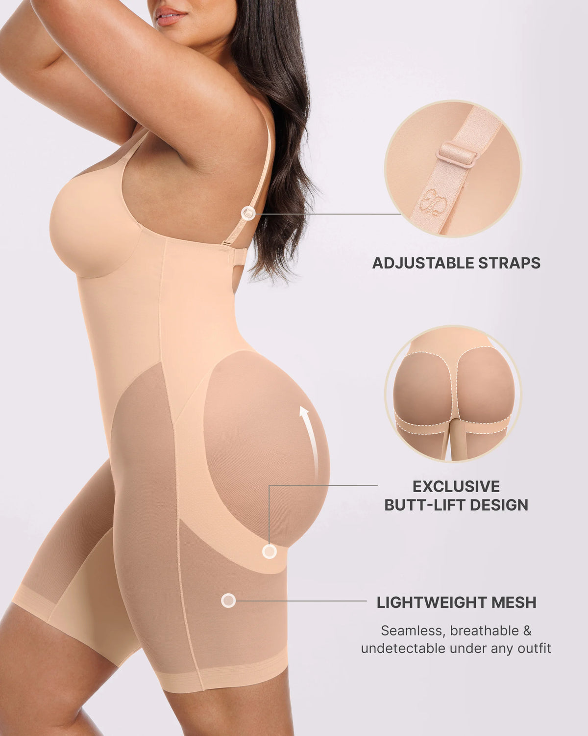 MeshSmooth™ Low Back Mid Thigh Bodysuit