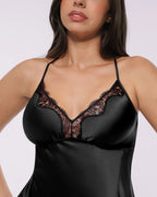 Bare Essentials™ Satin Lace Pajama Dress