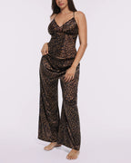Bare Essentials™ Satin Lace Pajama Pants Set