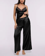 Bare Essentials™ Satin Lace Pajama Pants Set