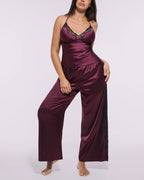 Bare Essentials™ Satin Lace Pajama Pants Set