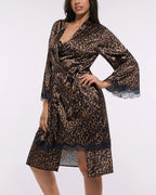 Bare Essentials™ Satin Lace Pajama Robe