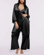 Bare Essentials™ Satin Lace Pajama Robe