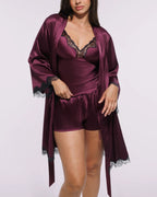 Bare Essentials™ Satin Lace Pajama Robe