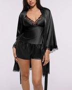 Bare Essentials™ Satin Lace Pajama Robe