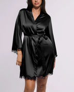 Bare Essentials™ Satin Lace Pajama Robe