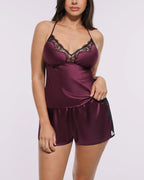 Bare Essentials™ Satin Lace Pajama Shorts Set