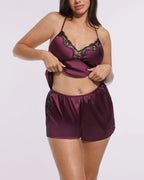 Bare Essentials™ Satin Lace Pajama Shorts Set