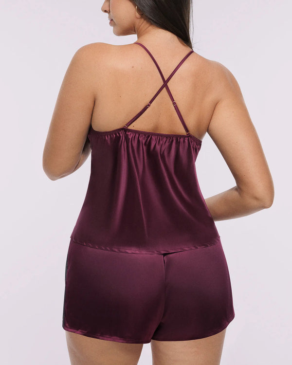 Bare Essentials™ Satin Lace Pajama Shorts Set