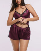 Bare Essentials™ Satin Lace Pajama Shorts Set