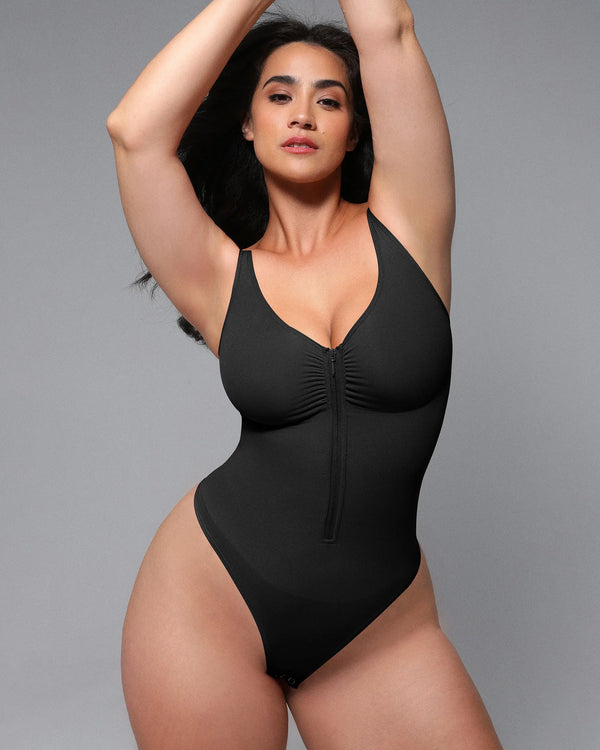 Bare Essentials™ Skin Flow™ Zipper Front Thong Bodysuit