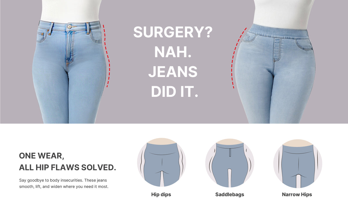 High-Waisted Padded Hip Flare Jeans
