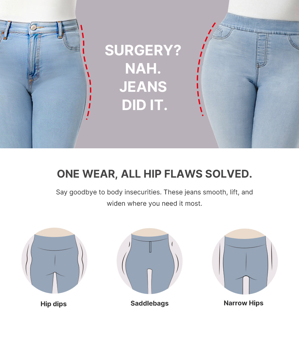 High-Waisted Padded Hip Flare Jeans