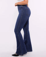 High-Waisted Padded Hip Flare Jeans