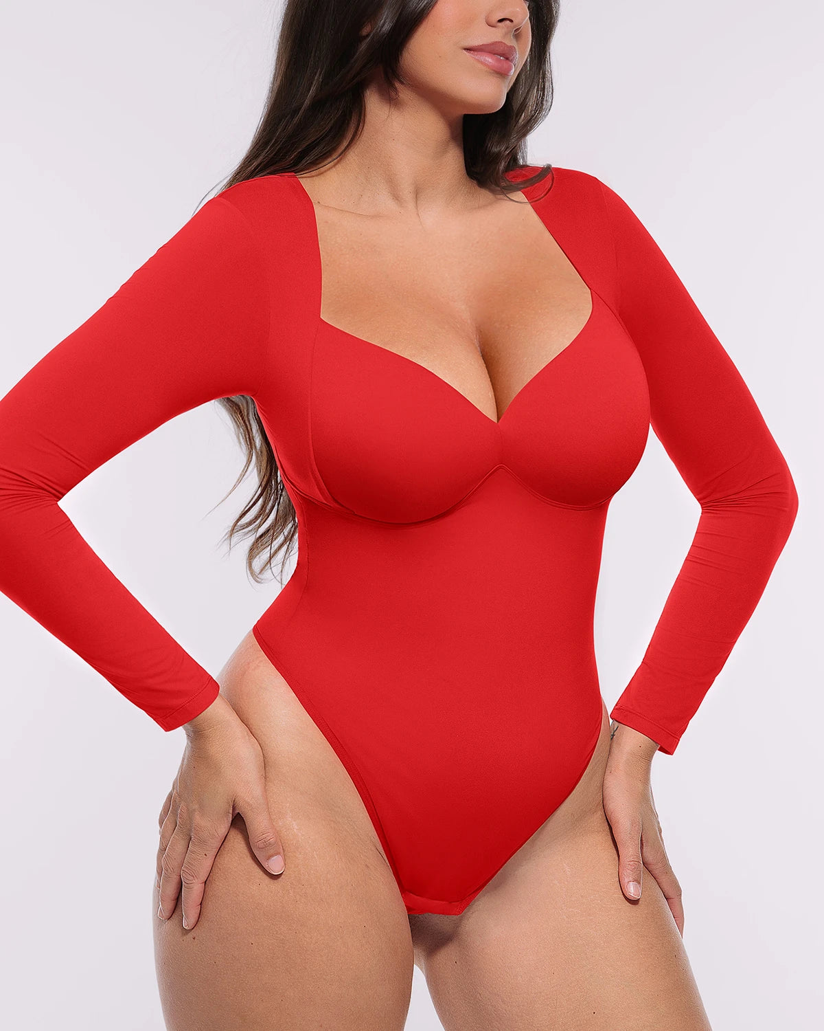Bare Essentials™ AirSlim® Long Sleeve Thong Bodysuit