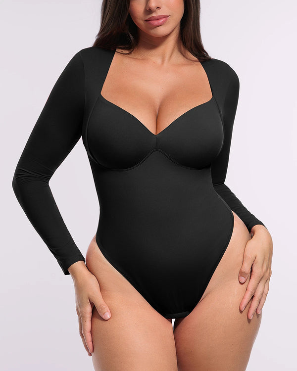 Bare Essentials™ AirSlim® Long Sleeve Thong Bodysuit