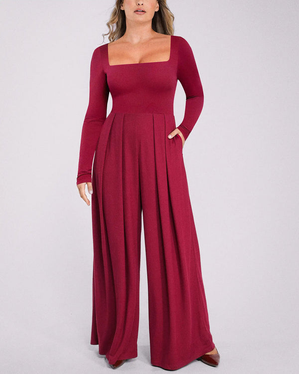Square Neckline Built-In Shaping Jumpsuit