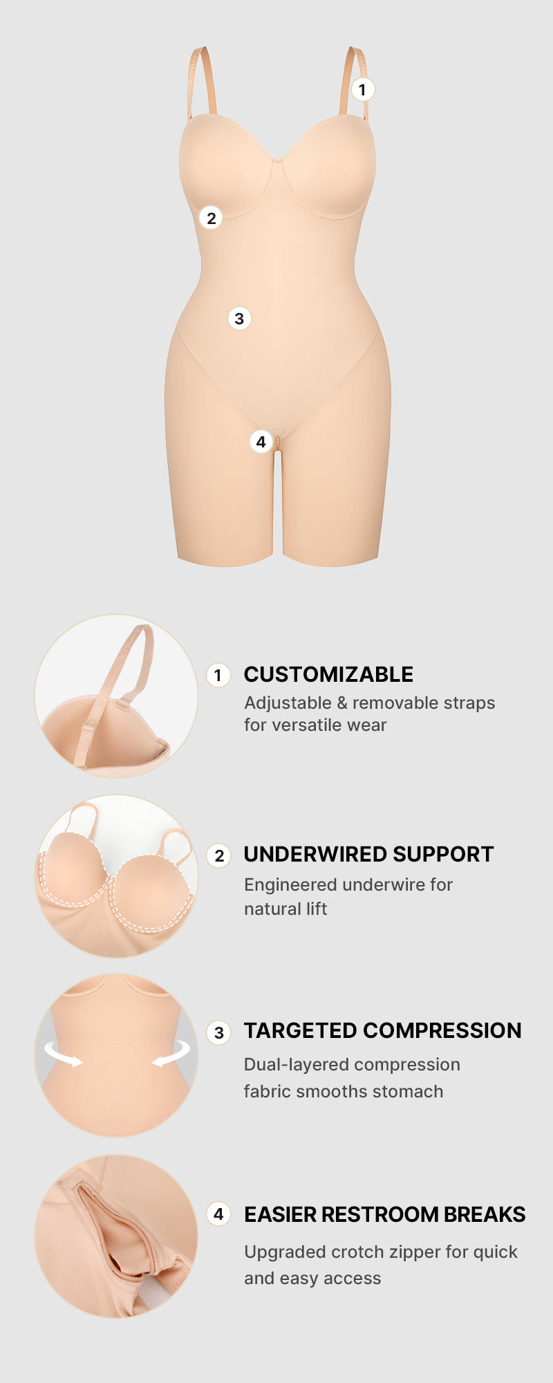 Bare Essentials AirSlim® Strapless Mid Thigh Bodysuit