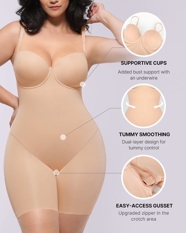 Bare Essentials AirSlim® Strapless Mid Thigh Bodysuit