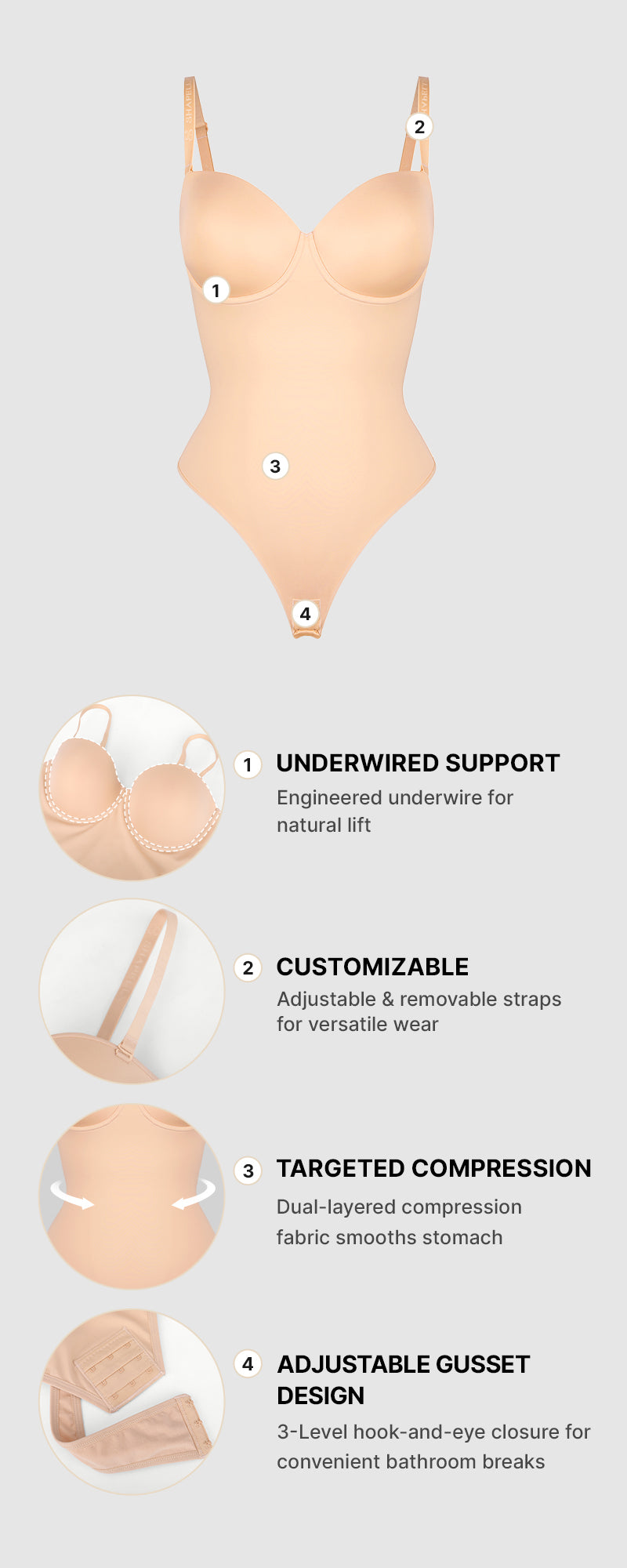 Bare Essentials AirSlim® Strapless Thong Bodysuit