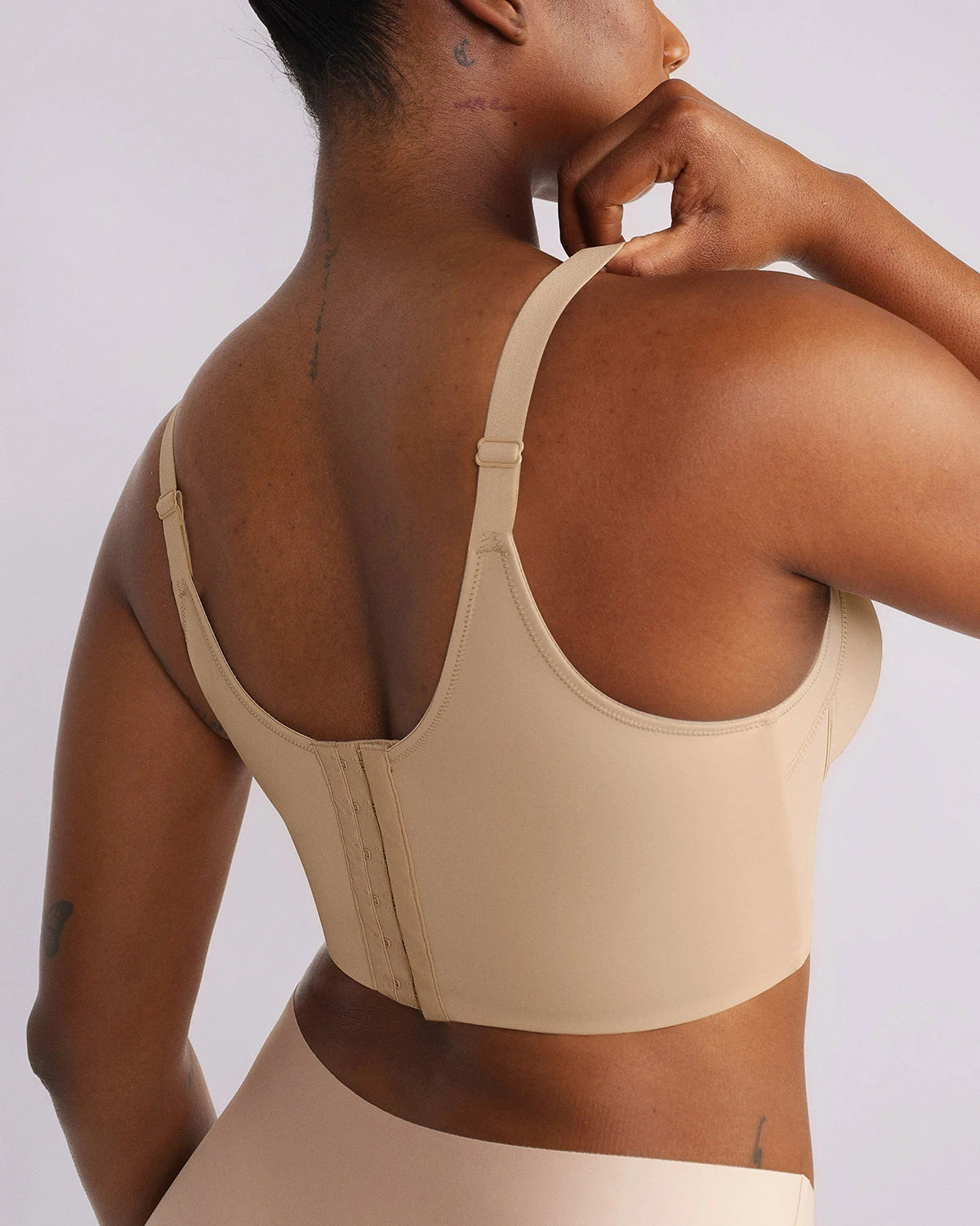Side view of underwire bra providing support and natural shaping
