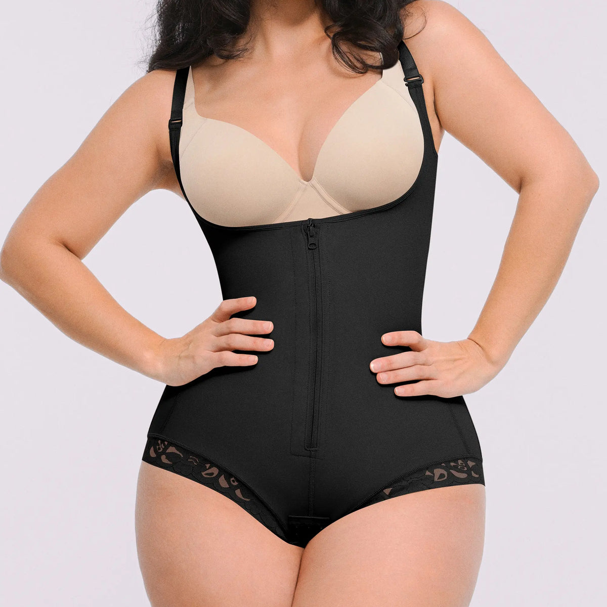 Bare Essentials™ AirSlim® Zipper Front Open Bust Brief Bodysuit