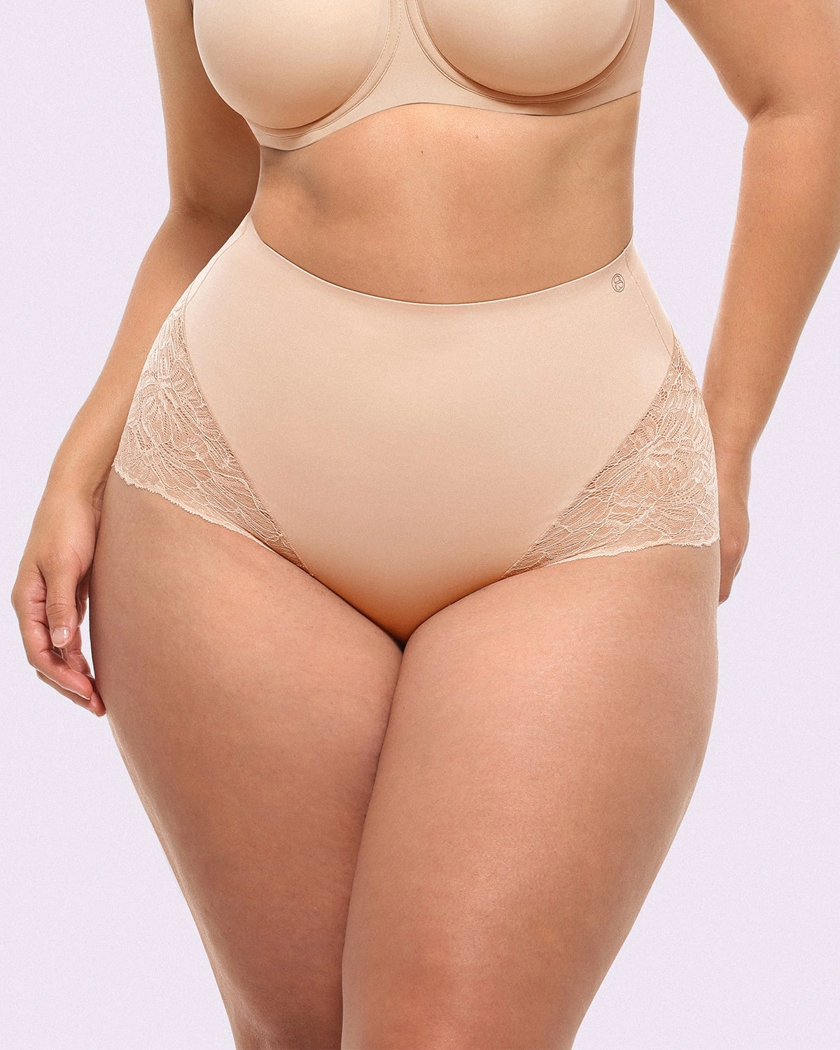Bare Essentials™ MeshSmooth™ Mid-Waist Lace Brief