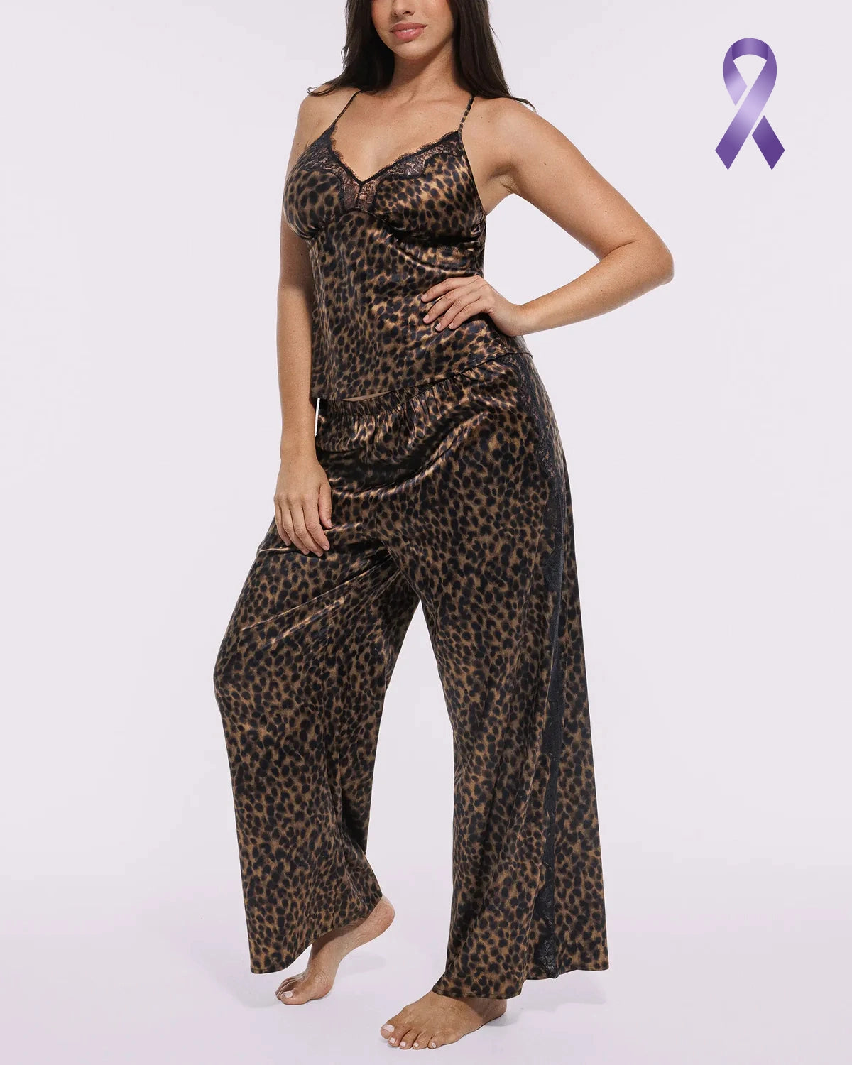 Bare Essentials™ Satin Lace Pajama Pants Set