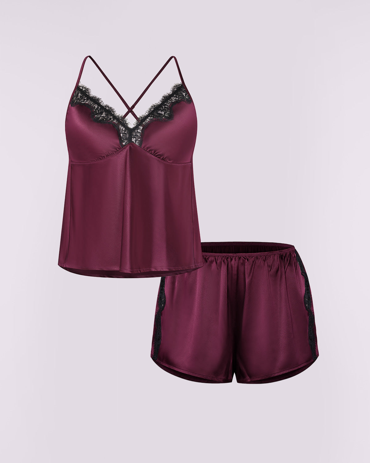 Bare Essentials™ Satin Lace Pajama Shorts Set