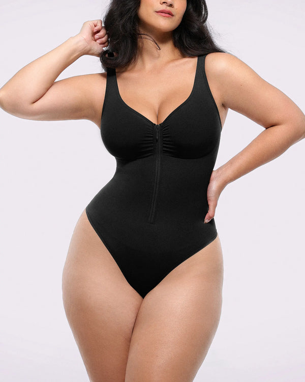 Bare Essentials™ Skin Flow™ Zipper Front Thong Bodysuit