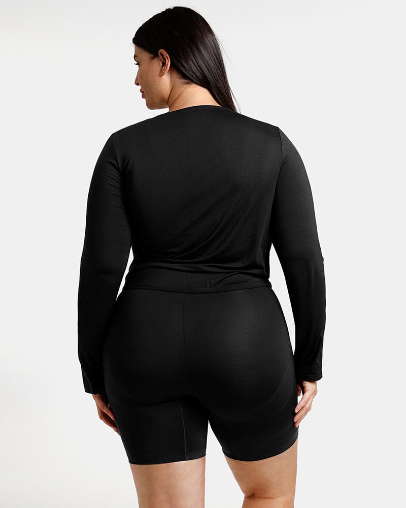 Built-In Shapewear 2-in-1 Overlapping V-Neck Top