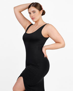 Cozy Ribbed Low-Back Shaping Dress