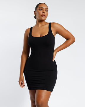 Cozy Ribbed Low-Back Shaping Dress